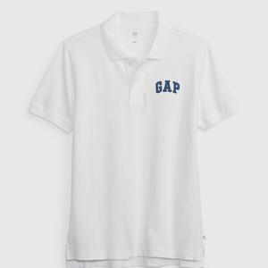 Рубашка-Поло из пике с вышитым логотипом Gap, белый