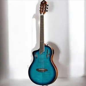 Акустико-электрогитара Ortega TourPlayer Series с нейлоновыми струнами - RTPDLX-FMA-L, для левшей, с голубым корпусом из кленового фламинга