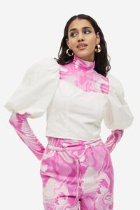 Блузка из поплина с пышными рукавами H&M, бежевый