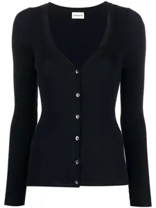 Кардиган в рубчик с V-образным вырезом P.A.R.O.S.H., синий