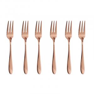 Набор вилок для торта из бархата - нержавеющая сталь/медь с PVD, 6 шт Sambonet, медный