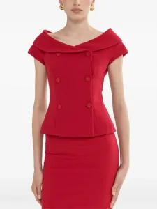 Приталенный пиджак с открытыми плечами NISSA, красный