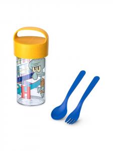 Набор для перекуса BUDDY SNACK 0.5 SPONGEBOB SQUIDWARD - Контейнер для перекуса / Бутылка для напитков 500 мл + Столовые приборы в комплекте Koziol