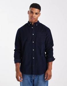 Рубашка вельвета Jack & Jones с карманом темно-синего цвета