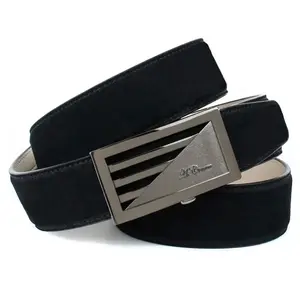 Кожаный ремень Anthoni Crown с блестящей пряжкой, имитация замши, черный