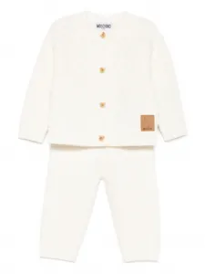 Комплект стеганых трикотажных брюк Moschino Kids, белый