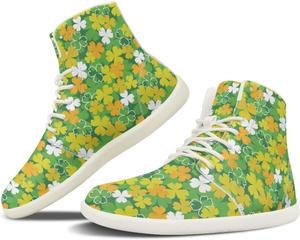 Женские сандалии босиком, высокие модные туфли, широкий размер, кожаные кроссовки на шнуровке с нулевым перепадом, подарки на День Святого Валентина, День Святого Патрика и Пасху, размеры US 6-13,5 Quxjehoe, Shamrock