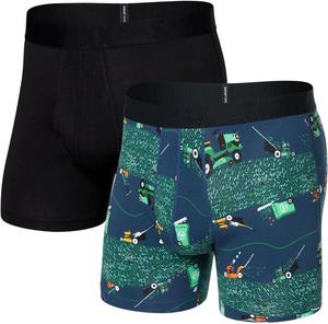 Боксеры SAXX UNDERWEAR Droptemp Cooling Cotton Boxer Brief Fly 2-Pack, цвет Buzzcut/Black