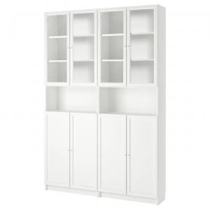 Книжный шкаф с расширением высоты ut/drs BILLY/OXBERG IKEA, 160x30x237 см, цвет white/clear glass