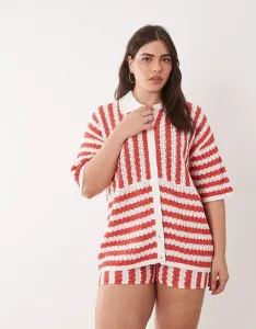 Красная рубашка в полоску ASOS DESIGN Curve