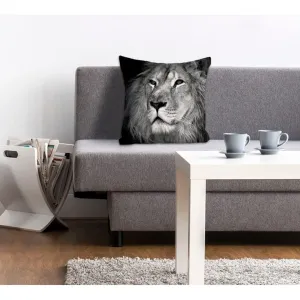 Декоративная подушка queence Michelle, наволочка, лев, черный, стильная, минималистичная, дикая, величественная Queence, Schwarz/weiß + bedruckt