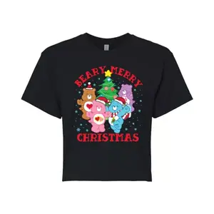 Укороченная футболка Junior's Care Bears Beary Merry Christmas Licensed Character, черный