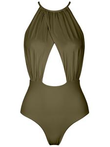 Купальник с высоким воротом SEA ME SWIM BARBADOS, оливковый