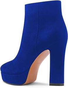 Женские ботильоны FYS с круглым носком на высокой платформе, массивные каблуки, замшевые, с боковой молнией, для вечеринок, удобные, размеры 4-15 US, Blue