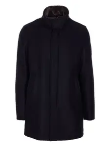 Пальто на молнии с воротником из овчины Herno, синий