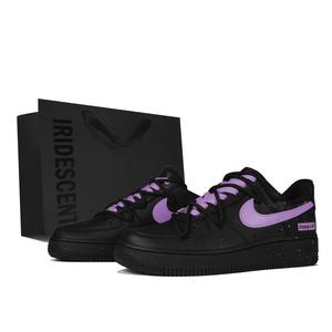 Nike Кроссовки Air Force 1 Low-Top для скейтбординга унисекс, черные, фиолетовые