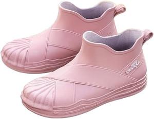 Стильные и прочные женские водонепроницаемые резиновые сапоги с противоскользящей подошвой, удобные однотонные нескользящие сапоги для работы в саду и на улице HCHCTRY, Pink