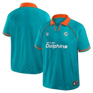 Мужская поло V-neck aqua/orange Miami Dolphins Homerun Raglan Fanatics