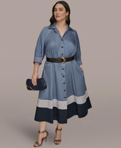 Платье-рубашка с поясом больших размеров Donna Karan New York, Tempest Dusk/Nightfall