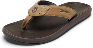 Мужские кожаные сандалии OLUKAI Pili, элегантный и универсальный дизайн, удобные и водонепроницаемые ремешки, поддержка свода стопы и для повседневной носки, коричневый