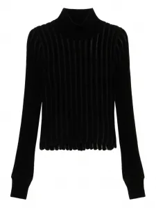 Ребристый топ с высоким воротом BLUMARINE, черный