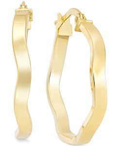 Серьги-кольца Wave из золота 10 карат Macy's, Yellow Gold