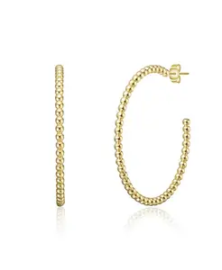 Серьги-Кольца с современной текстурой из бусин, покрытые белым золотом или 14-каратным золотом Rachel Glauber, gold