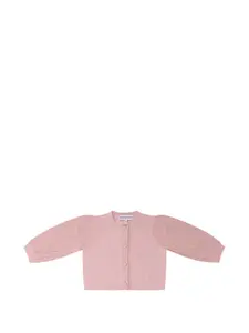 Кардиган с волнообразной отделкой и рукавами-фонариками Emporio Armani Kids, розовый