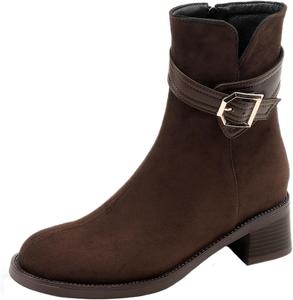 Женские модные ботильоны LYYSKY с каблуком 4,5 см, круглым носком, короткие, лаконичные, винтажные, свежие, черные и коричневые, размеры US4-US10