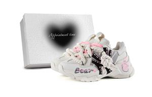 MLB Большие мячи chunky нескользящие износостойкие низкие chunky кроссовки unisex розовые