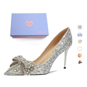 Xingdiman Серебряные туфли на шпильке для женщин в подарочной упаковке с дополнительным подарком, цвет Silver[Gift Box Set](with Complimentary Gift)