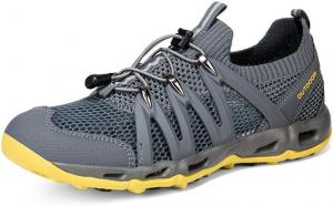 Мужские водные походные кроссовки Легкие дышащие кроссовки для трейла Открытая обувь для реки с дренажными отверстиями Быстро сохнущая сетка для летней рыбалки, кемпинга и прогулок по пляжу Qacksv, серый