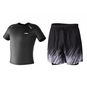 Мужская футболка для бадминтона дышащая удобная LINING, черный