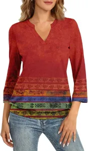 Женская блузка 3/4 рукава V-образный вырез FlekmanArt