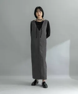 Эксклюзивная вельветовое платье-свитер с перекрестными лямками Kbf, цвет Gray