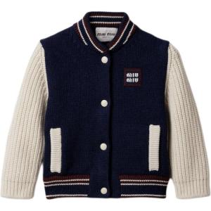 Knit Bomber Jacket MIU MIU, синий