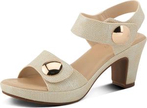 Женские сандалии PATRIZIA Dade из текстурированной искусственной кожи с регулировкой на липучках, золотыми пуговицами и прочной подошвой TPR для стильного и удобного ношения