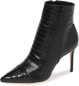 Женские ботильоны FSJ из кожи с ящерицей, острый носок, тонкий высокий каблук, зимние праздничные туфли, размер 4-15 США, Black