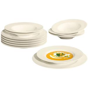 Сервиз Teller Set, Geschirr-Set Zoè Набор тарелок, суповые тарелки, Сделано в Германии, 12 предметов, на 6 персон Seltmann Weiden, кремовый
