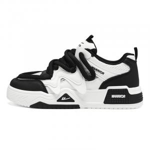 Мужские низкие кроссовки для скейтбординга, увеличивающие рост, устойчивые к истиранию, легкие и дышащие WARRIOR, Black White