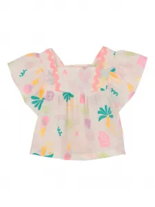 Топ с оборками и графичным принтом Billieblush, бежевый