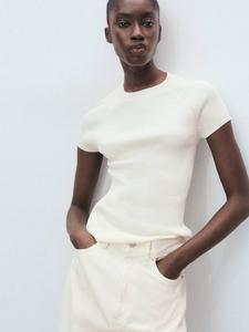 Топ Tulipa из трикотажа Mango, Natural White