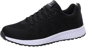 Повседневные кроссовки на шнуровке, однотонные, женские, студенческие, с сеткой, для бега, поддерживающие беговые кроссовки для женщин Generic, Black