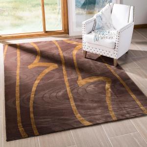 Ковер SAFAVIEH, 183 x 275 см, Tibetan Collection - , Brown & Gold, ручной работы из современного шелка и шерсти, идеален для помещений с высокой проходимостью в гостиной, спальне (TB429A)