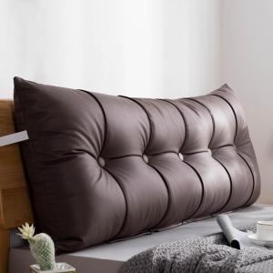 Треугольная подушка для изголовья, подушка-клин для чтения, декоративная подушка для кровати, большая подушка-валик для поддержки спины и поясницы со съемным чехлом (цвет: кофейный, размер: полный/47 дюймов) COZMAX, Coffee