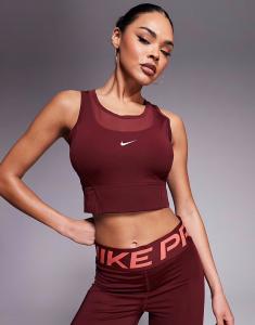 Укороченный топ Nike Pro Training Dri-FIT бордового цвета Nike Training