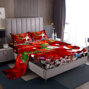 Erosebridal Комплект постельного белья Santa Claus для детей с новогодним принтом в красном цвете, Multi 31