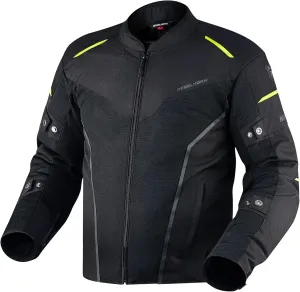 Мужская мотоциклетная куртка REBELHORN Hiflow IV, мембрана Humax, защита локтей и плеч, съемные вентиляционные карманы-жилет, светоотражающие элементы, Black / fluo yellow