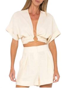 Топ Clara с V-образным вырезом в цвете ваниль JBQ, Vanilla