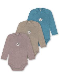 Normani Outdoor Sports Комплект из 3 детских боди из мериносовой шерсти с длинными рукавами, цвет Окленд, синий/бежевый/розовый